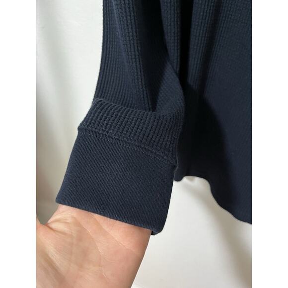 Abercrombie & Fitch Men's Ribbed Henley Top Size L Navy Fitted Y2K Preppy - Picture 4 of 6